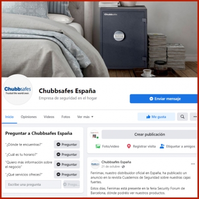 Nuevo Facebook de Chubbsafes españa